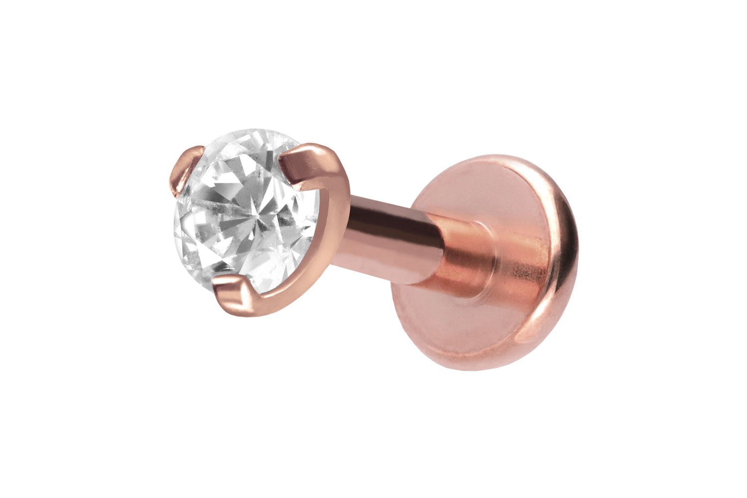 Titan Labret Piercing mit Innengewinde EINGEFASSTER KRISTALL
